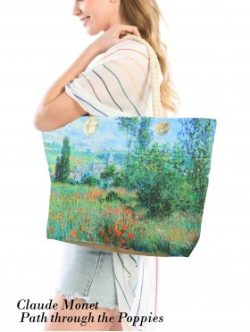 Path Through the Poppies Oil Painting Shoulder Bag